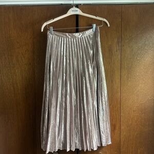 1.STATE Metallic Pleated Midi Skirt
